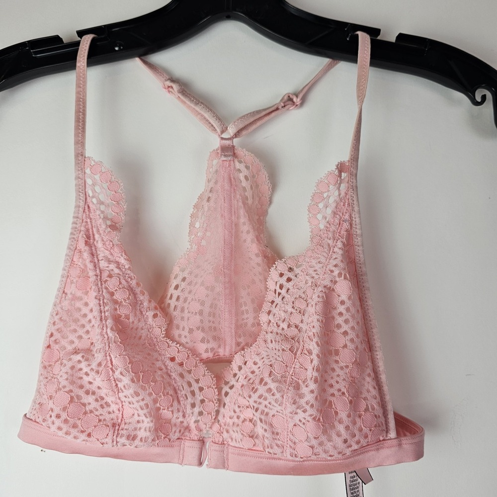 VICTORIA'S SECRET Pink Strappy Lace Bralette Size Small Racerback